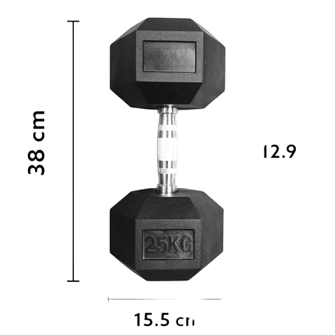 Mancuerna Hexagonal Acero Recubierta Caucho 22.5 Kg