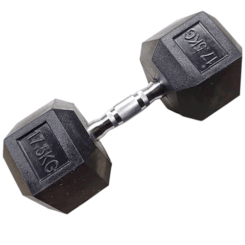 Mancuerna Hexagonal Acero Recubierta Caucho 17.5 Kg