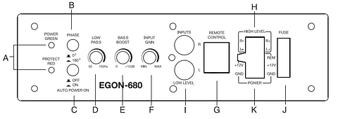 Subwoofer Plano Amplificado Sansui EGON-680 Control