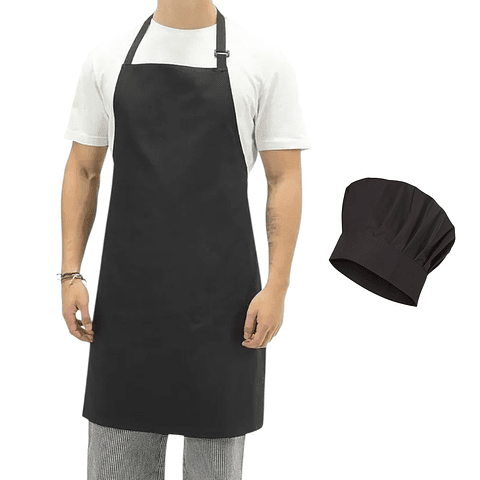 Set Cocinero Chef Pechera o Delantal y Gorro