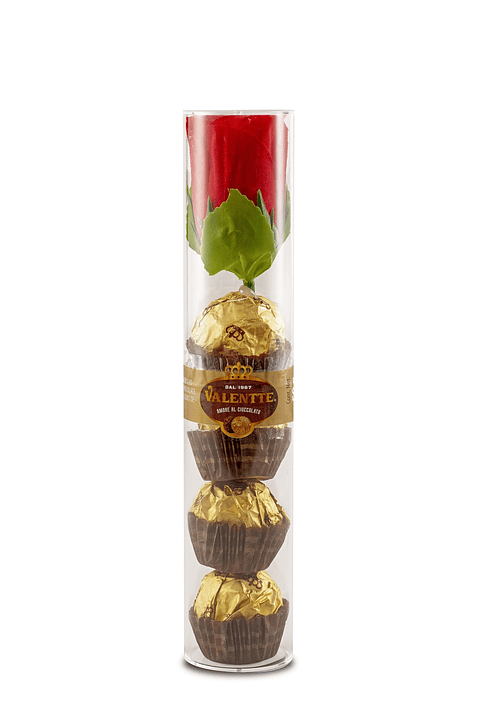 Pack De 4 Tubos De Bombones de Chocolate Valentte Con Flor
