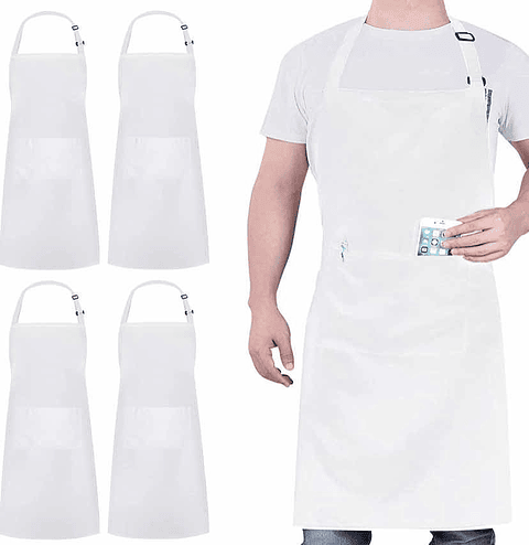 Pack X 4 Pecheras Blancas Chef Cocina
