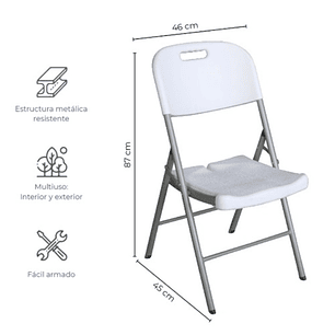 Silla Plegable Plastico Fiestas Camping Eventos