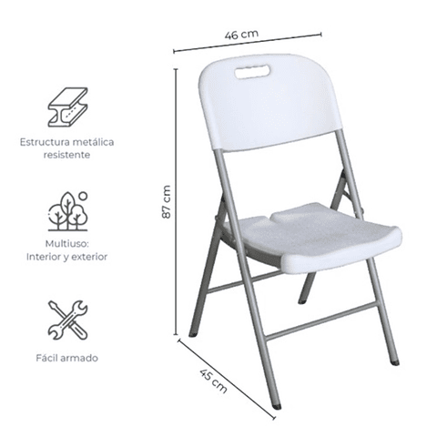 Silla Plegable Plastico Fiestas Camping Eventos