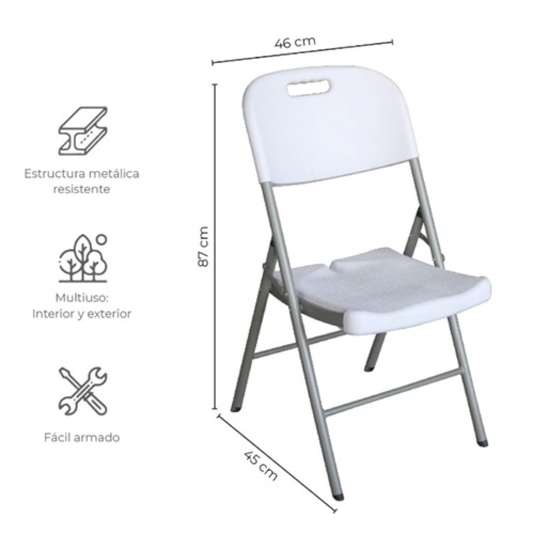 Silla Plegable Plastico Fiestas Camping Eventos 2