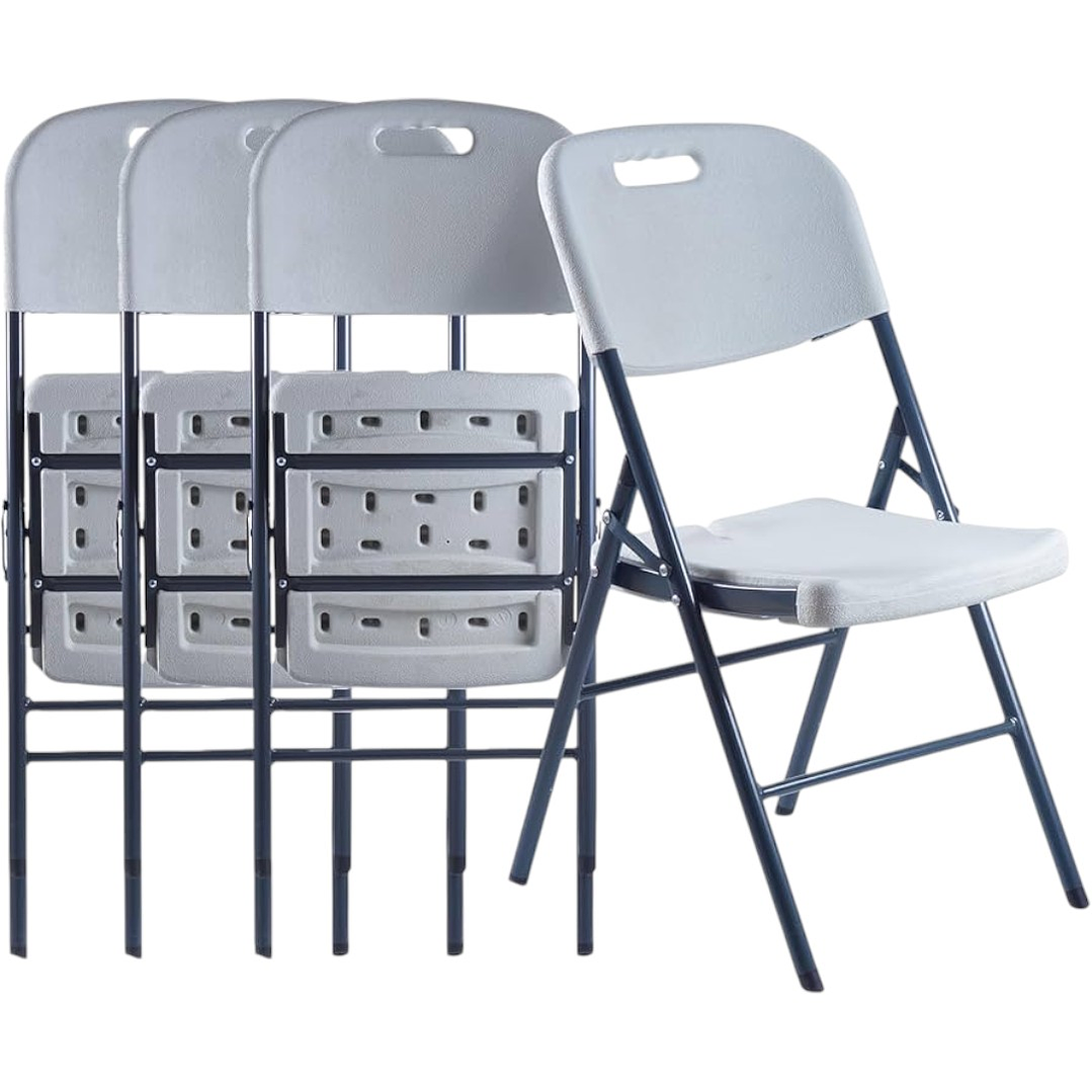 Set X4 Sillas Plegables De Plastico Para Fiestas Y Eventos Color Blanco 1