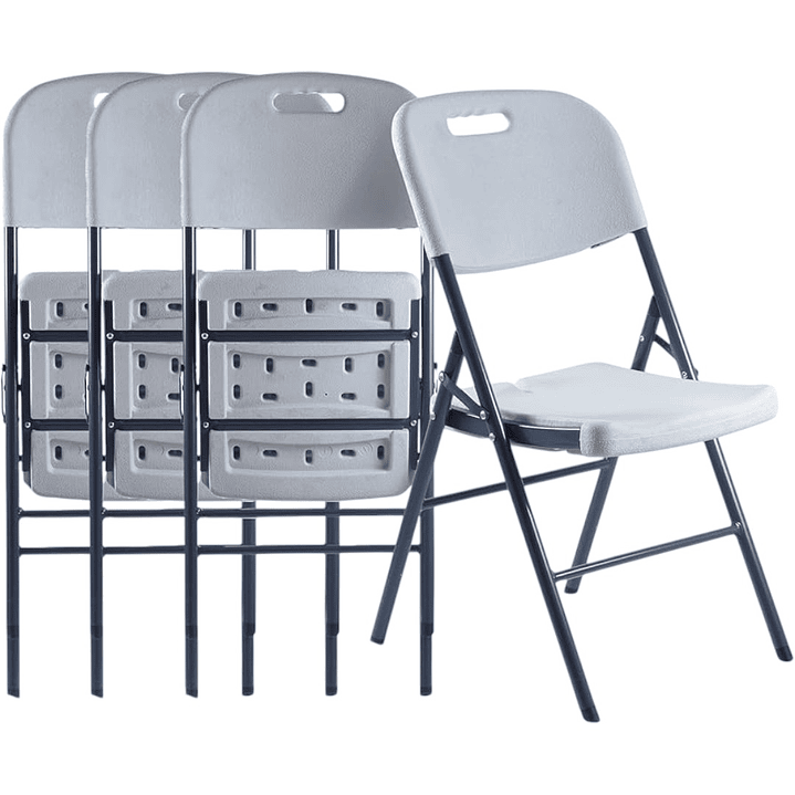 Set X4 Sillas Plegables De Plastico Para Fiestas Y Eventos Color Blanco 1