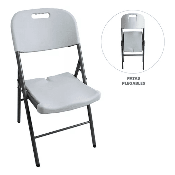 Set X4 Sillas Plegables De Plastico Para Fiestas Y Eventos Color Blanco 5