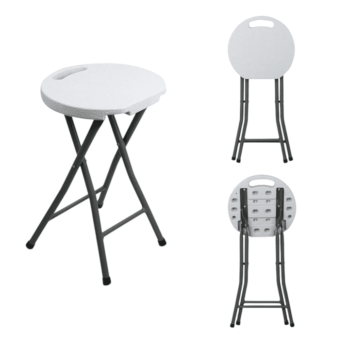 Pack x10 Piso Banquito Silla Taburete 46cm Plegable Plástico 2