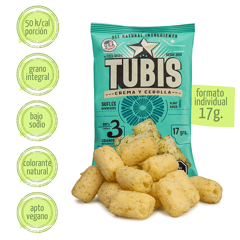 Tubis 17g Crema y Cebolla Snack Saludable Fuerza Natural