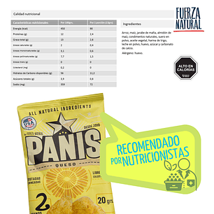 Panis 20g Sabor Queso Snack Saludable Fuerza Natural