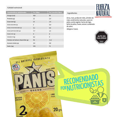 Panis 20g Sabor Queso Snack Saludable Fuerza Natural