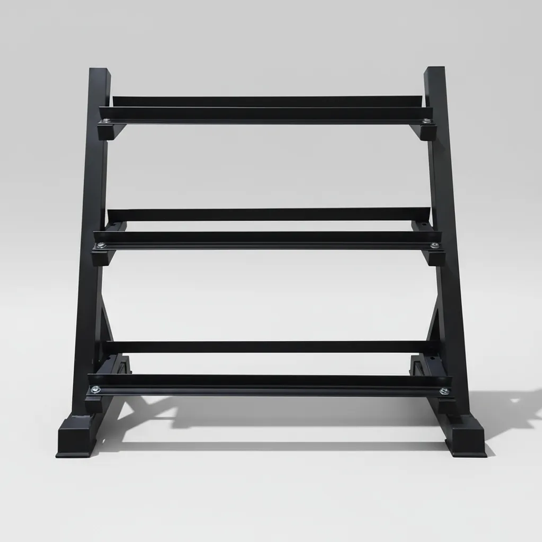 Rack Mancuernas Hexagonales 3 Niveles Fierro Soporte Negro 4