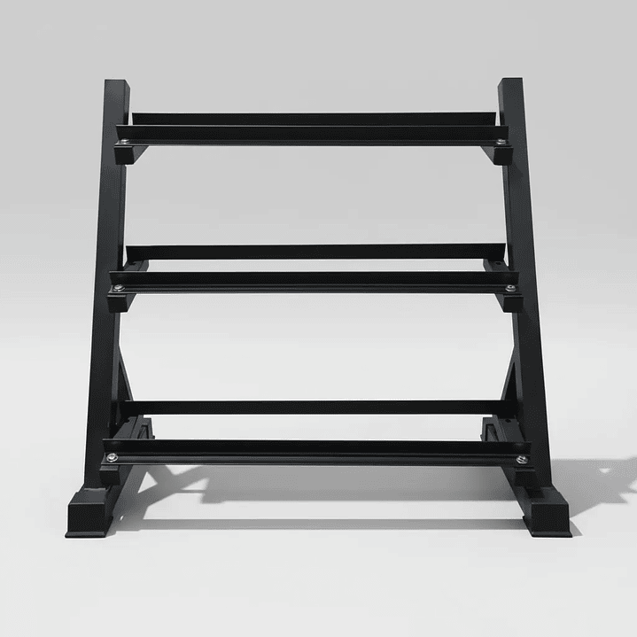 Rack Mancuernas Hexagonales 3 Niveles Fierro Soporte Negro 4