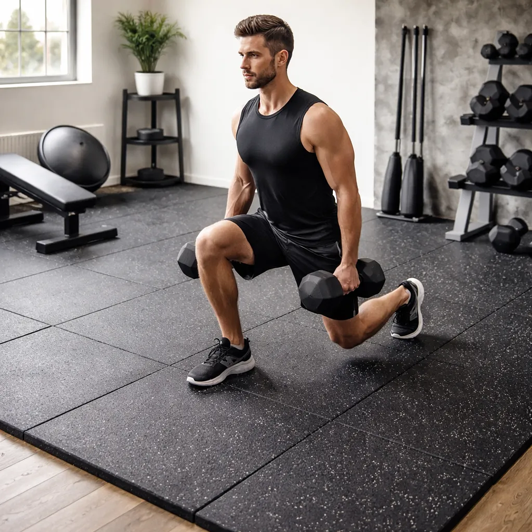 Piso Caucho Gimnasio Alto Trafico 100x100cmx15mm - Blanco 1