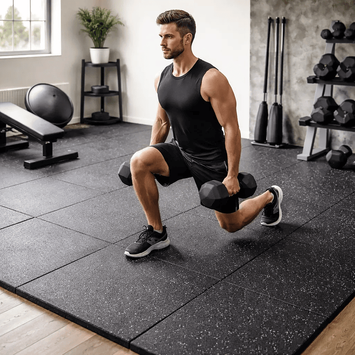 Piso Caucho Gimnasio Alto Trafico 100x100cmx15mm - Blanco 1