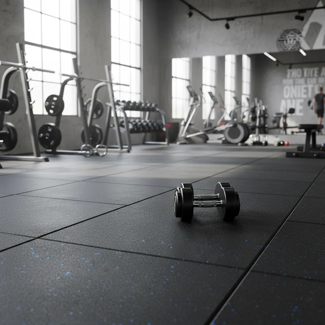 Piso Caucho Gimnasio Alto Trafico 100x100cmx15mm - Blanco 3