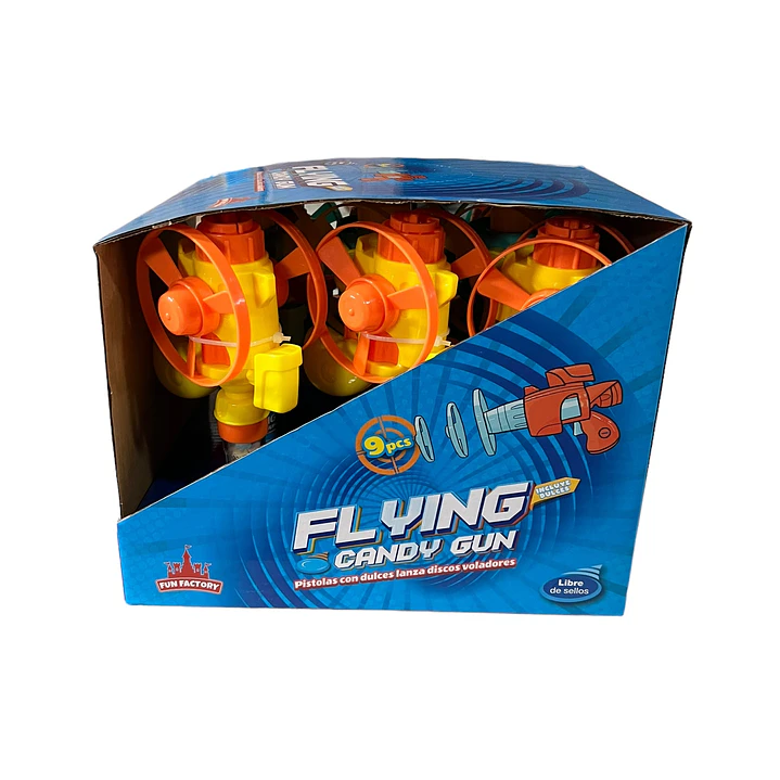Pack 9 Juguetes + Dulce Sorpresa Cumpleaños Flying Candy Gun 5
