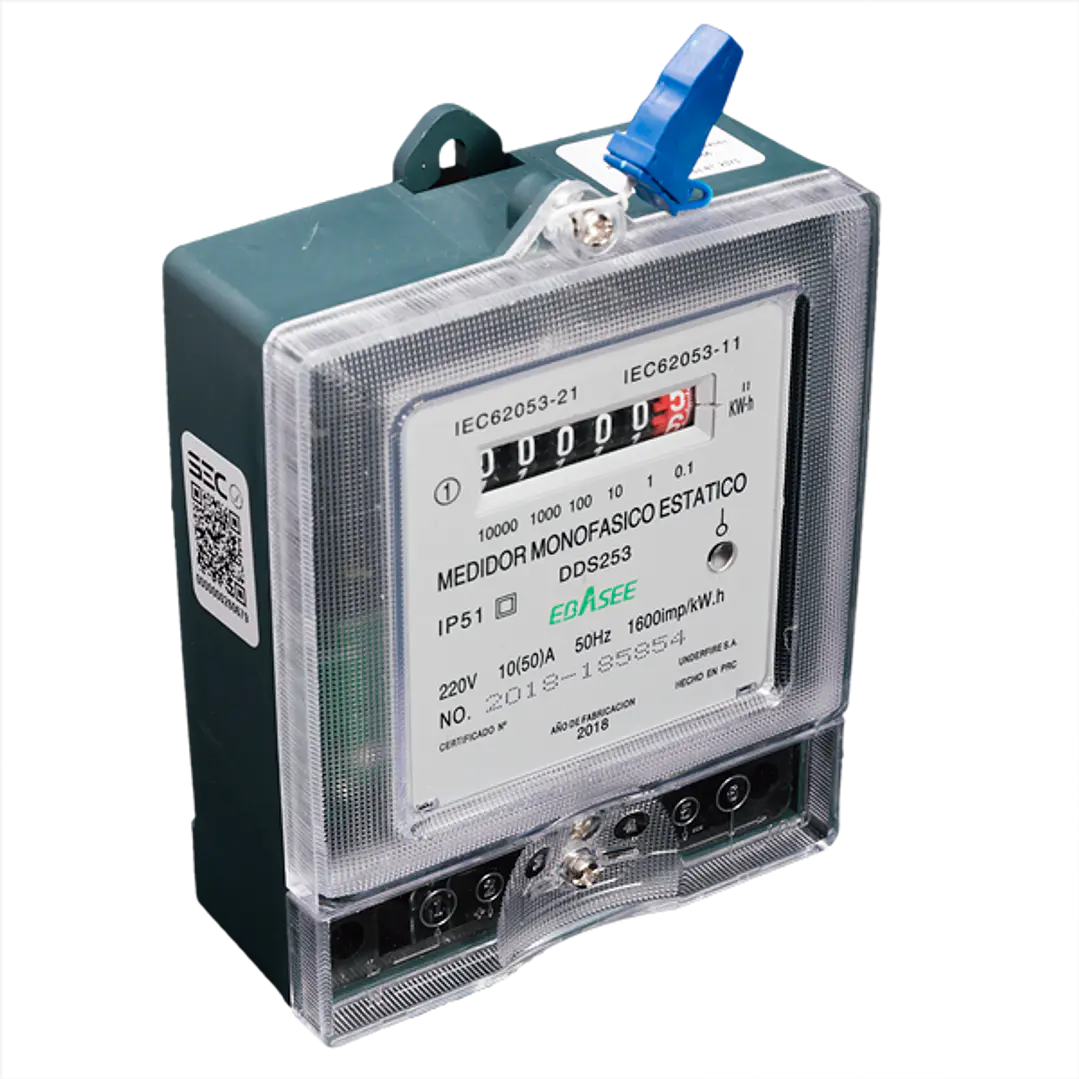 Medidor electrónico monofásico certificado de 10(50)A 1