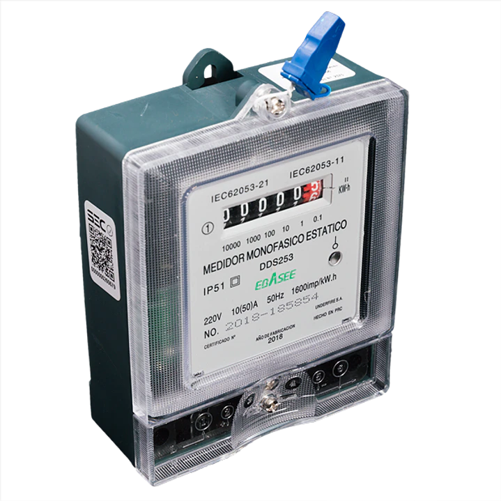 Medidor electrónico monofásico certificado de 10(50)A 1