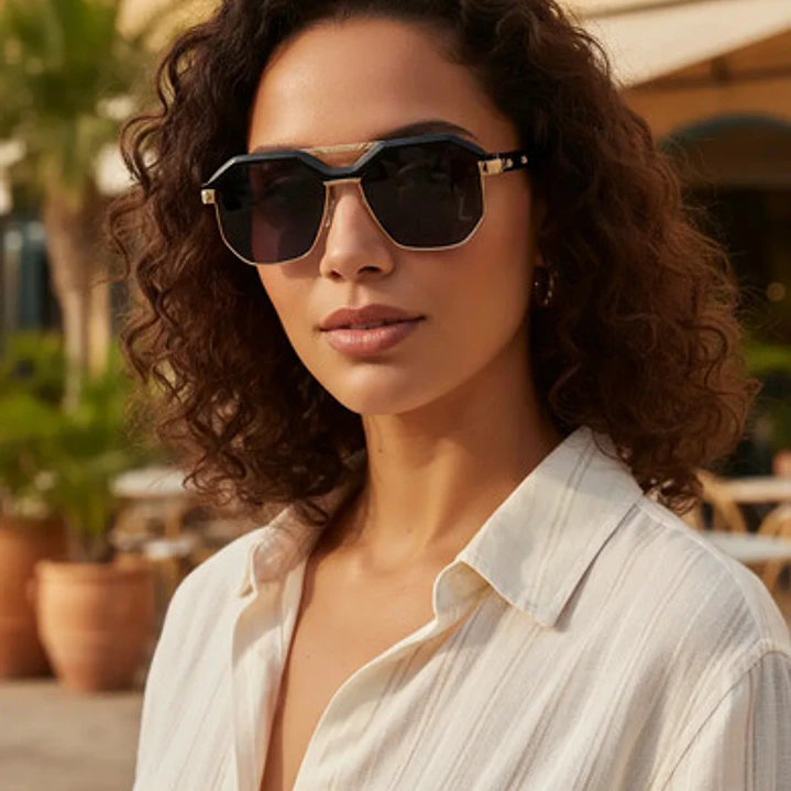 Lentes Anteojos De Sol Ondeck Portofino By Sabrina Sosa Porto Fino Negro Dorado 1