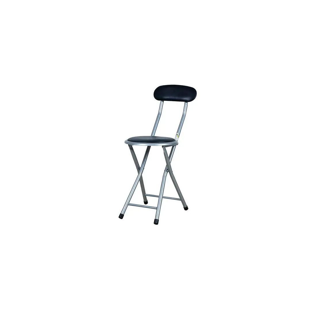 Silla Plegable Portátil Con Respaldo Acolchada Metal Negro Gris 1