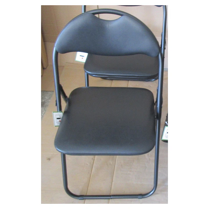 Silla Plegable Acolchada Metal Con Respaldo Negra 1