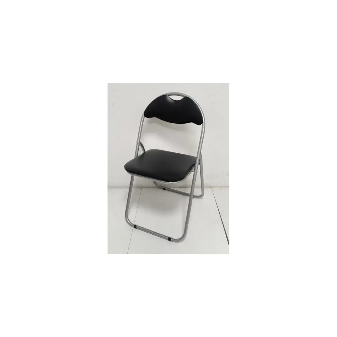 Silla Plegable Acolchada Metal Con Respaldo Negra 2
