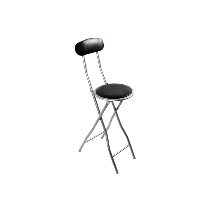 Silla Plegable Portátil Con Respaldo Acolchada Metal Negro Gris 1