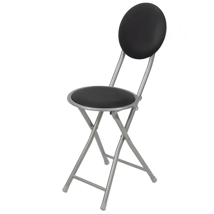 Silla Plegable Portátil Con Respaldo Acolchada Metal Negro Gris 2