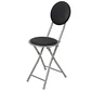 Silla Plegable Portátil Con Respaldo Acolchada Metal Negro Gris - Miniatura 2