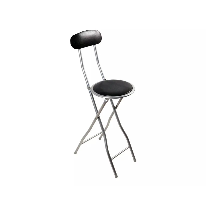 Silla Plegable Portátil Con Respaldo Acolchada Metal Negro Gris 3