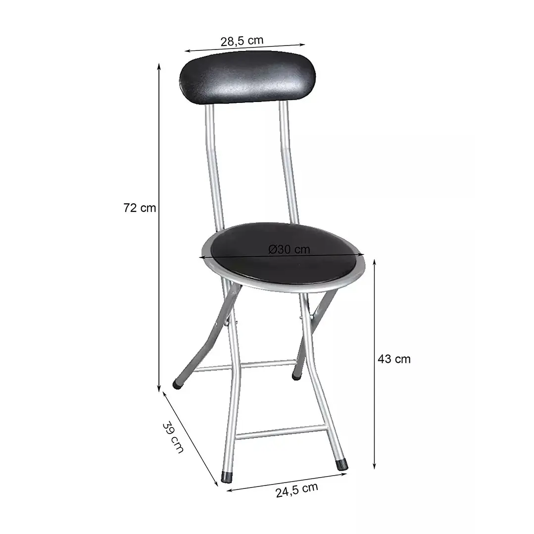 Silla Plegable Portátil Con Respaldo Acolchada Metal Negro Gris 5