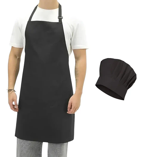 Set Cocinero Chef Pechera o Delantal y Gorro