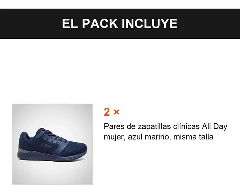 Pack 2 Pares Zapatillas Clínicas Mujer All Day Azul Marino Azul Marino 35