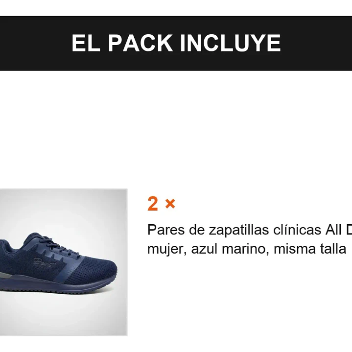 Pack 2 Pares Zapatillas Clínicas Mujer All Day Azul Marino Azul Marino 37 2