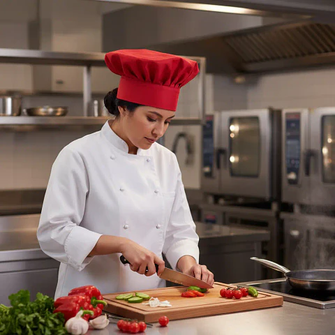 Gorro De Chef O Cocina Rojo Tipo Champiñon