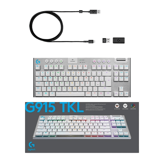 Teclado Gamer Logitech G915 White TKL White LightSpeed Wireless RGB