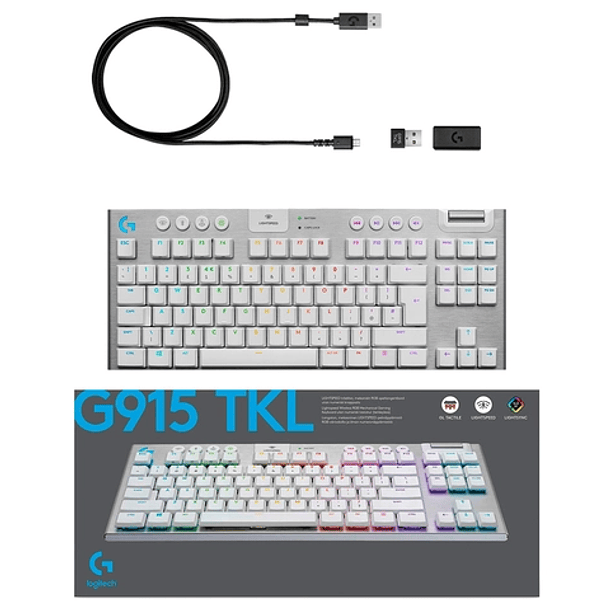 Teclado Gamer Logitech G915 White TKL White LightSpeed Wireless RGB 8