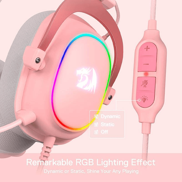 Audífonos Gamer Redragon ZEUS-X RGB Pink 5
