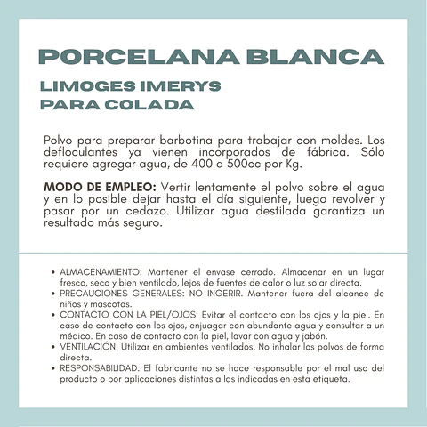 Porcelana blanca Limoges - 25K - IMERYS