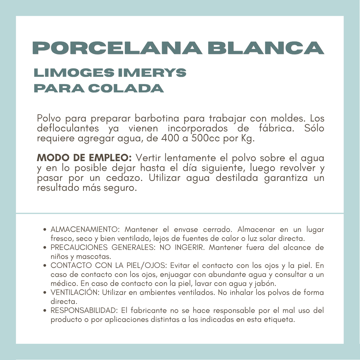 Porcelana blanca Limoges - 1K - IMERYS 1