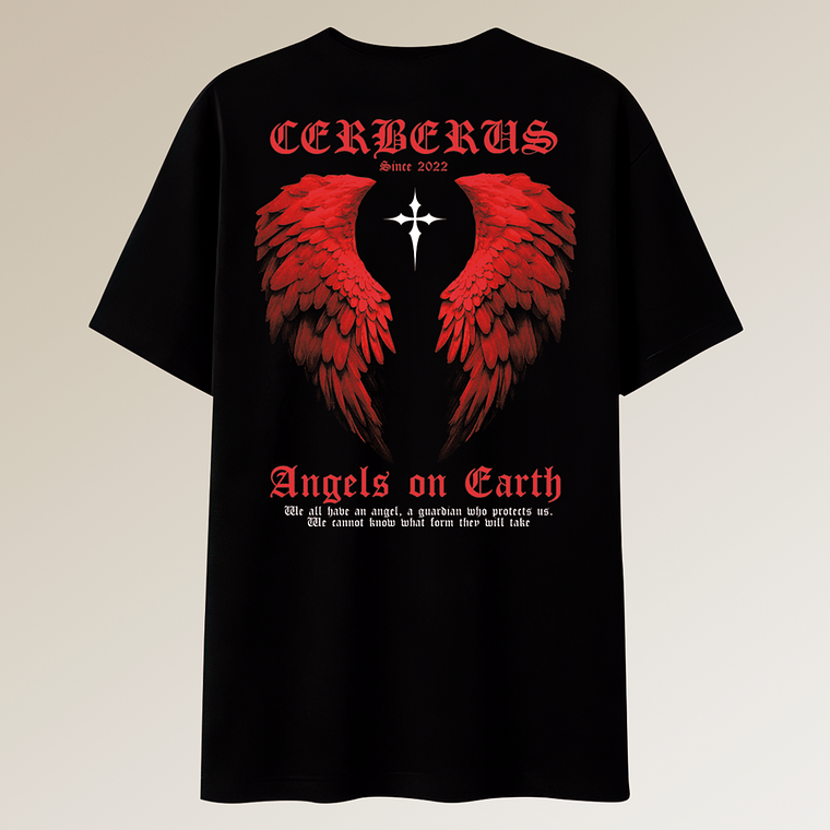 Poleras Streetwear Boxy - Regular - Oversize - Angels On Earth RED EDITION 2