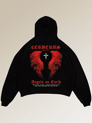 Hoodie Boxy Fit - Regular Fit - Angels On Earth RED EDITION | Streetwear Chile