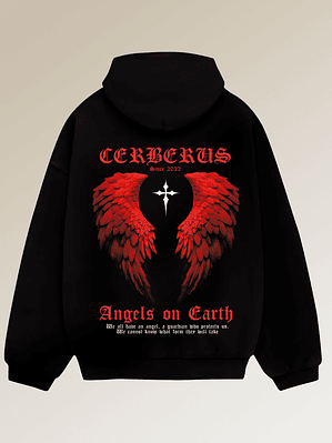 Hoodie Boxy Fit - Regular Fit - Angels On Earth RED EDITION | Streetwear Chile