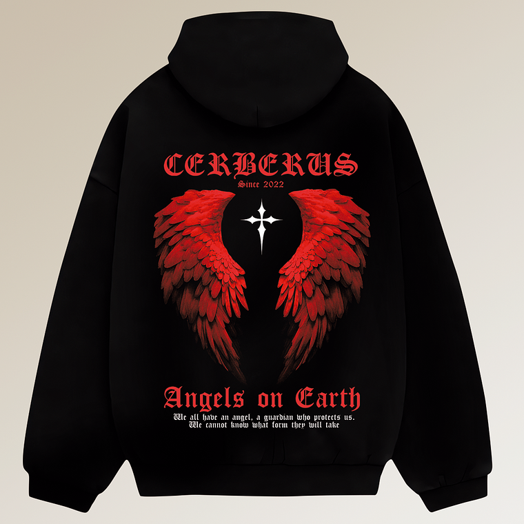 Hoodie Boxy Fit - Regular Fit - Angels On Earth RED EDITION | Streetwear Chile 1