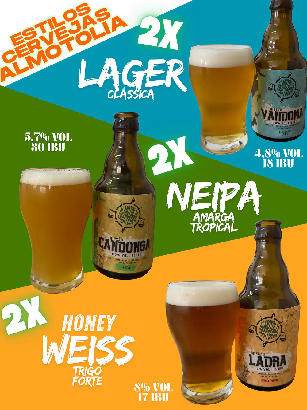 Pack 6 cervejas ( 2 Lager + 2 Weissbier + 2 NEIPA) 1