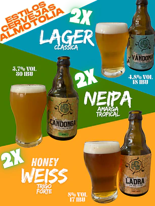 Pack 6 cervejas ( 2 Lager + 2 Weissbier + 2 NEIPA)
