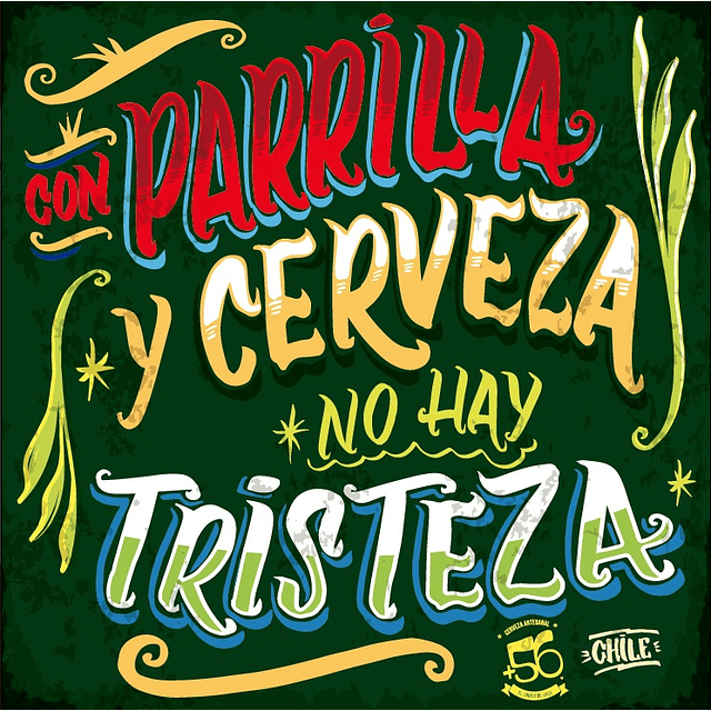 Cartel Parrilla-Cerveza +56