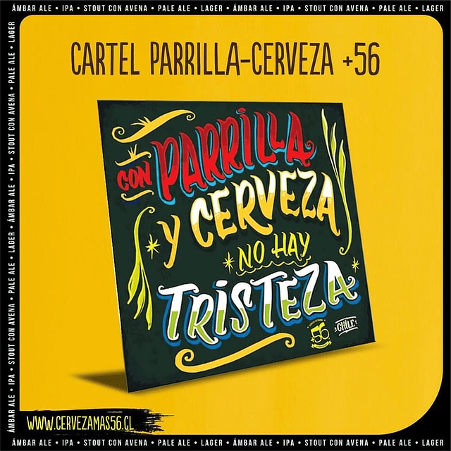 Cartel Parrilla-Cerveza +56
